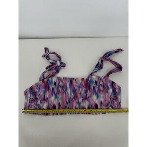 Time and Tru 2X Bikini Top Swim Pink Purple Watercolor Print Halter Womens 20 22
